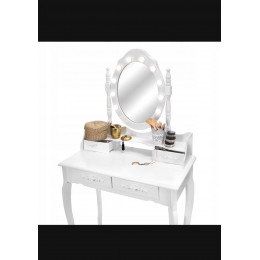 Косметичний туалетний столик з дзеркалом,підсвіткою і елегантним табуретом