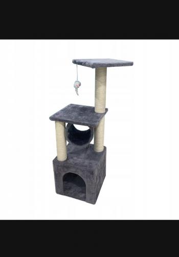 Будиночок-кігтеточка з 2 полицями і тунелем для кота