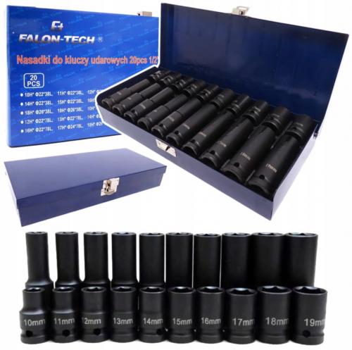 Головки ударні торцеві 1/2" 10-19 mm Falon-Tech FT2012 20 шт
