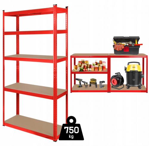 Стелаж Металевий 180х90х40см червоний