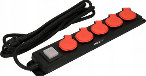 Подовжувач із заземленням 3 м 5 розеток YATO YT-81242