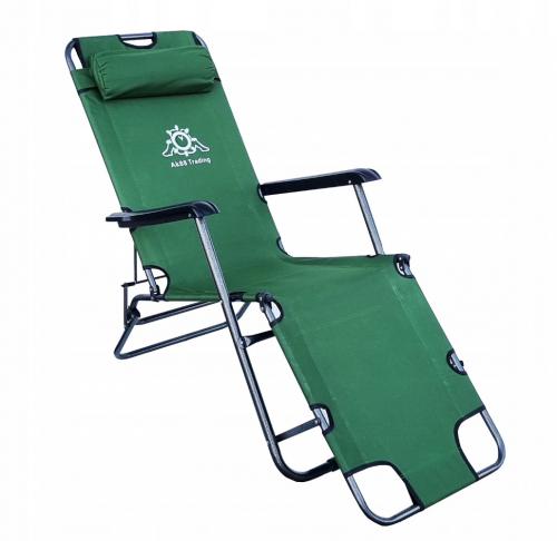Садовий шезлонг тканинний ЗЕЛЕНИЙ Відпочинкове крісло Лежак садовий розкладний