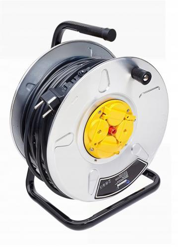 Подовжувач Леміра 25м 3х2,5мм із заземленням на котушці з 4-ма розетками