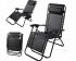 Розкладний Шезлонг Zero Gravity Для Відпочинку до 120 кг Bonro Black Складаний Садовий Лежак з Підсклянником